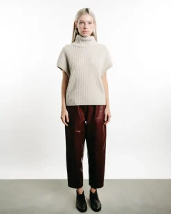 Leather Carrot Pants Rust
