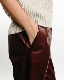 Leather Carrot Pants Rust