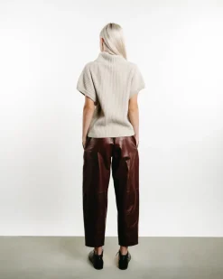 Leather Carrot Pants Rust