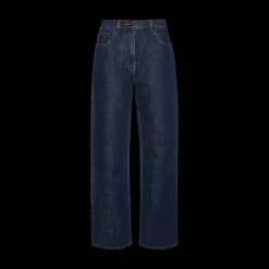 Loose-Leg Faded Denim Pants