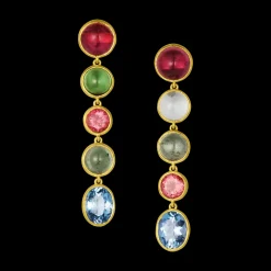 Mixed Gemstone Line Earrings