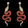 Nouvelle Diamond Red Enamel Serpent Earrings