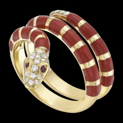 Nouvelle Serpent Red Enamel Coil Ring