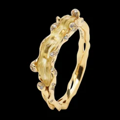Olive Quartz Wave Stackable Ring