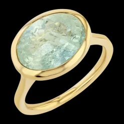 Oval-Cut Light Green Beryl Ring