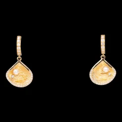 Pearl and Diamond Chappy Huggie Hoop Earrings