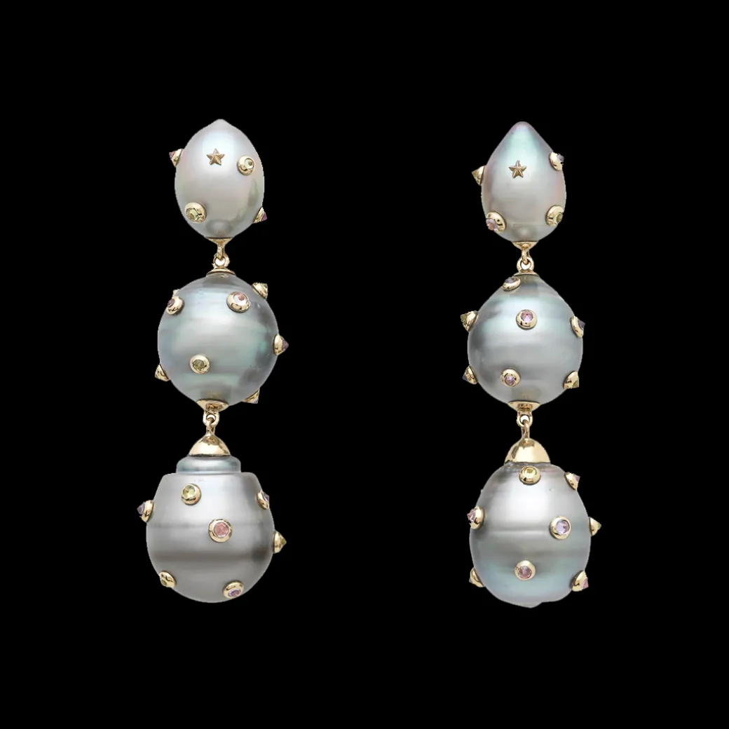 Pearl Trio Spike Earrings