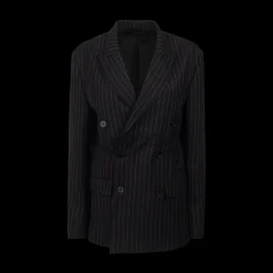 Pinstripe Double-Breasted Black Blazer