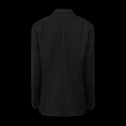 Pinstripe Double-Breasted Black Blazer