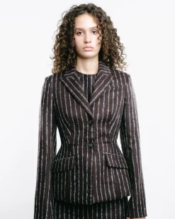 Pinstripe Single-Breasted Blazer
