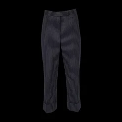 Pinstriped Backstrap Cropped Trousers
