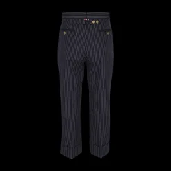 Pinstriped Backstrap Cropped Trousers