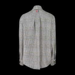 Plaid Tie Neck Silk Shirt
