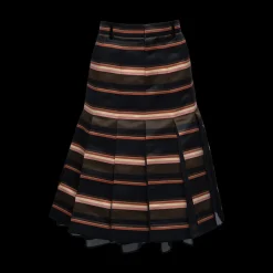 Pleated Horizontal Stripe Skirt