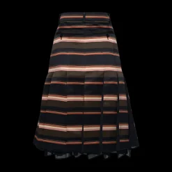 Pleated Horizontal Stripe Skirt