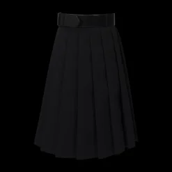 Pleated Midi Skirt With Belt