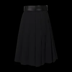 Pleated Midi Skirt With Belt