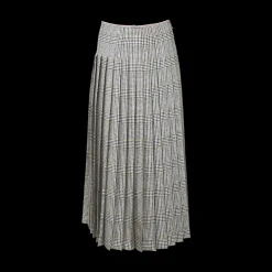 Pleated Plaid Midi Skirt