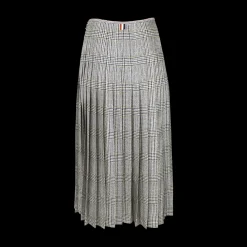 Pleated Plaid Midi Skirt