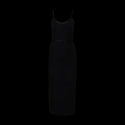 Satin Tipped Whipcord Wool Corset Maxi Dress
