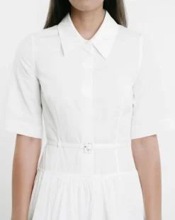 Short-Sleeved Belted Dress