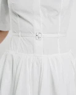 Short-Sleeved Belted Dress
