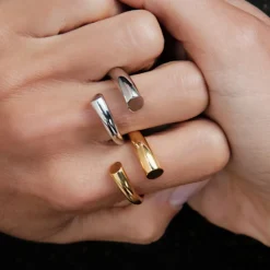 Silver Bague Biseau Ring