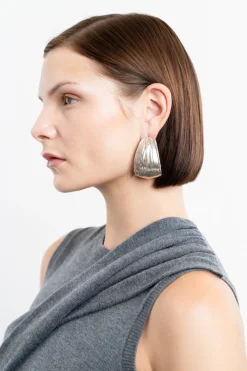 Sterling Silver Large Petal Hoops