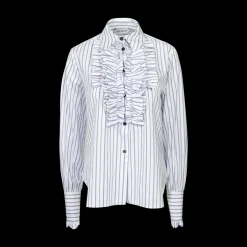 Striped Ruffle-Front Shirt