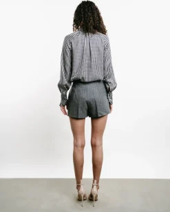 Striped Wool Tailored Shorts