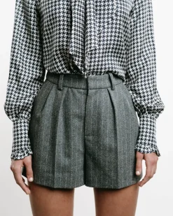 Striped Wool Tailored Shorts